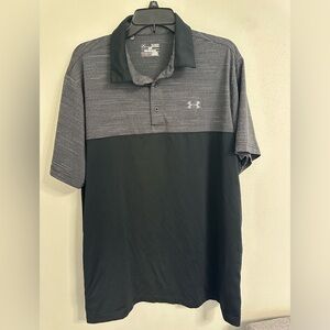 Under Armour HeatGear Polo XL Gray Black Colorblock Loose Fit